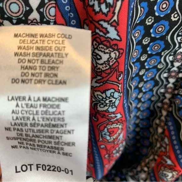 Tahari sz S/M Boho Floral Paisley Sheer Blue Red Lightweight Kimono Jacket - Picture 6 of 6